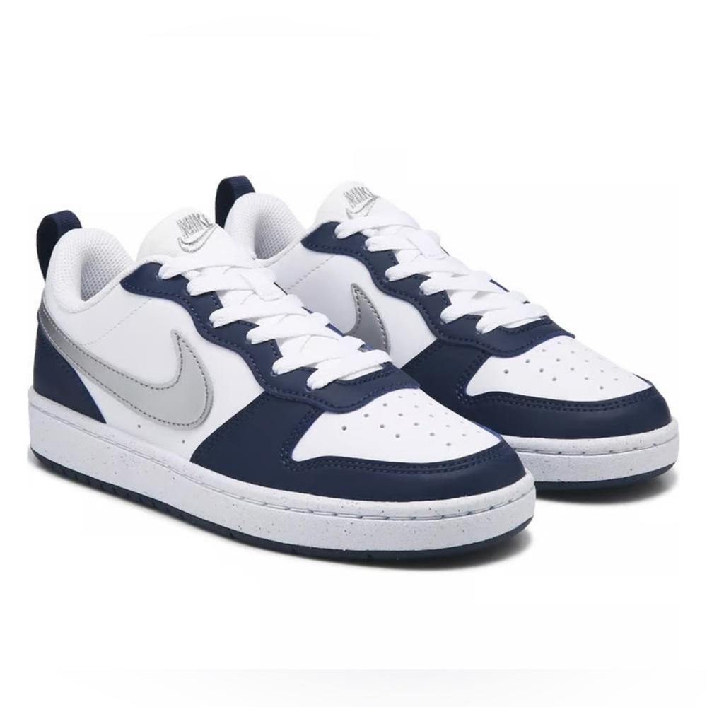 Nike Court Borough Low Recraft GS Kids 3.5Y White Midnight Navy Metallic Silver